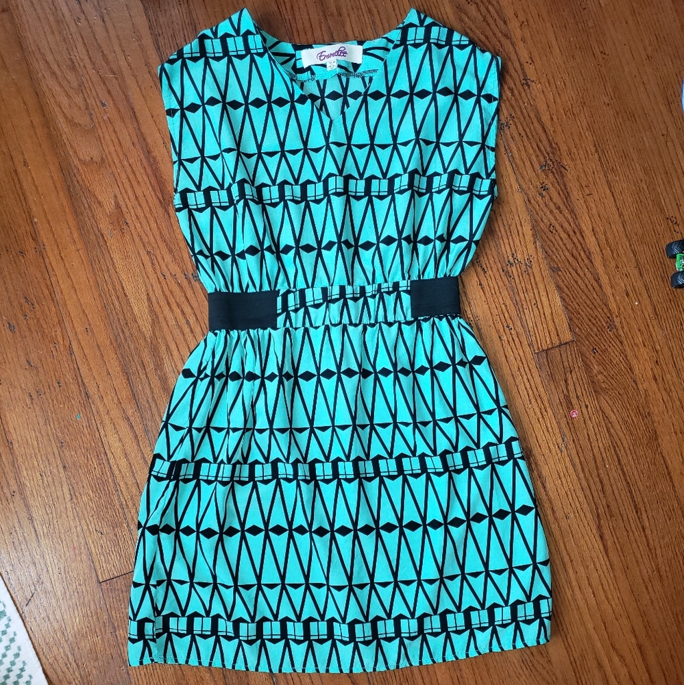 Emmelee Black and Turquoise Dress sz Med